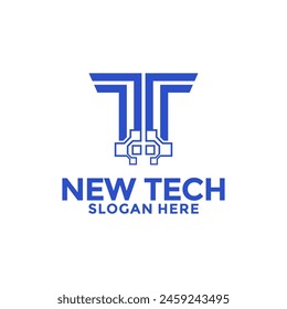 Logo de la Tecnología T, Plantilla del logotipo inicial de Modern Tech