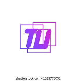 The initials T and U colored gradient combination of blue and pink. TU vector design logo