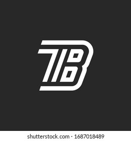 Initials TB letters monogram, two letters T and B creative linear creative emblem, sample black and white parallel lines minimalist typography design element