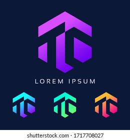Initials TC Letter Monogram Icon. Colorful Polygon Shape CT Alphabet Logo Design template vector.