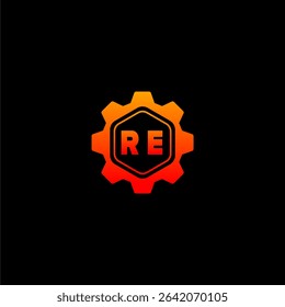 RE Initials Tech Logo Vector Art Icons and Graphics