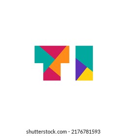 Initials TI Design Vector full color