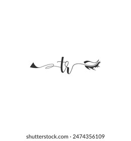Initials TR calligraphy lettering beauty symbol