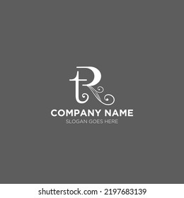 initials tr logo curly and luxury and vintage for beauty business and wedding logo