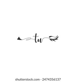 Initials TU calligraphy lettering beauty symbol