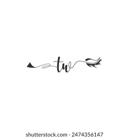 Iniciales TW caligrafía letras símbolo de belleza