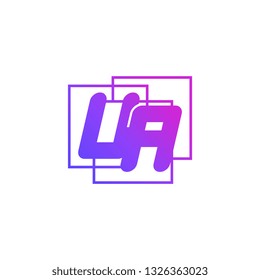 The initials U and A colored gradient combination of blue and pink. UA vector design logo