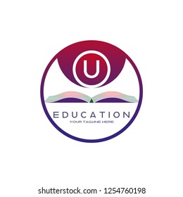initials U letter , Education logo, creative vector logo design,education icon,emblem shapes,illustration element