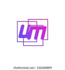 The initials U and M colored gradient combination of blue and pink. UM vector design logo