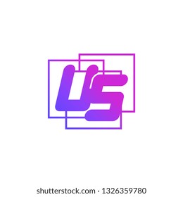 The initials U and S colored gradient combination of blue and pink. US vector design logo