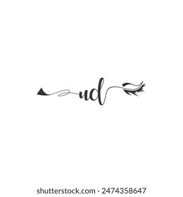 Initials UD calligraphy lettering beauty symbol