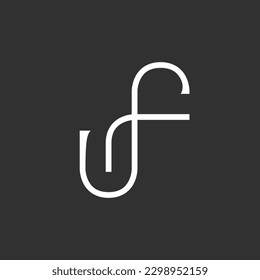 Initials UF Line Minimalist Logo Vector. Letters FU Abstract Line Monogram Logo Identity for Branding