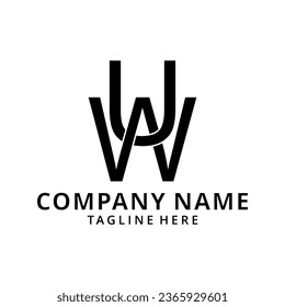 Initialen UW, WU-Brief, modernes Branding-Logo
