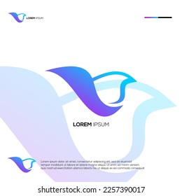 Initials V with bird abstract logo design