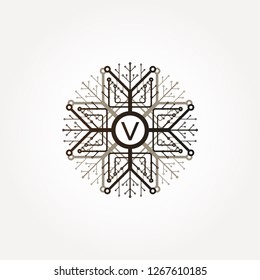 initials V , Connection icon templates , vector logo technology for business corporate , element illustration