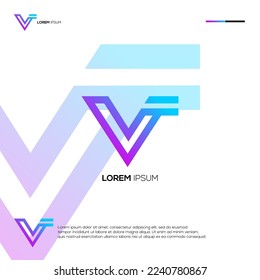 Iniciales V con diseño de logotipo abstracto F