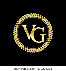 initials v and g logo luxurious golden letters with gold rope