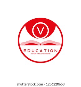 initials V letter ,Education logo, creative vector logo design,education icon,emblem shapes,illustration element