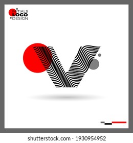 Initials V Logo Creative Template With Wave Text Effect Design