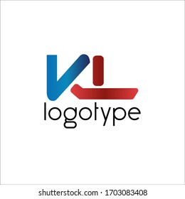 Initials "V" logo template, VL word logo in red and blue on a white background.