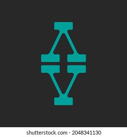 Initials VA or AV logo monogram design typography element turquoise color. Two letters V VV and creative two arrows shape.