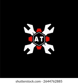 AT Initials Vektor Stok Otomotif Logo Design