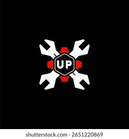 UP Initiales Vektor Stok Otomotif Logo Design
