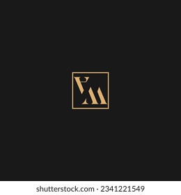 Initials VM logo design vector image, VM Luxury icon,

