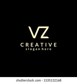 Initials Vz Logo Creative Template Sign Vector