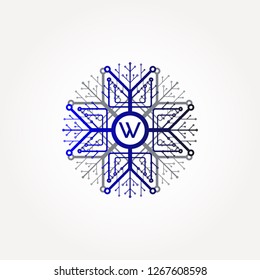 initials W , Connection icon templates , vector logo technology for business corporate , element illustration