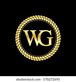 initials w and g logo luxurious golden letters with gold rope
