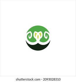 initials w logo vector template leaves