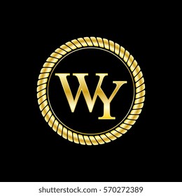 initials w and y logo luxurious golden letters with gold rope