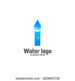 Initials I Water Drop Logo Creative Template Sign Vector