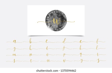 Initials watercolor logo branding, Feminine luxury logo design template - Vector