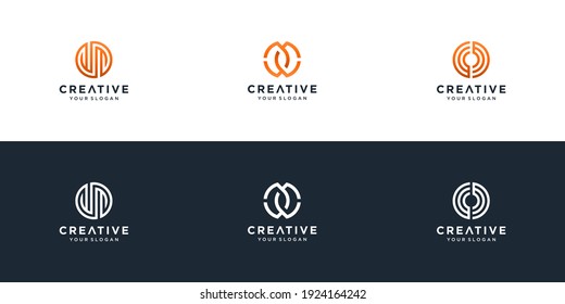 Initials wm mw logo design template