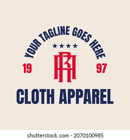 INITIALS WUF CLASSIC VINTAGE RETRO LABEL BADGES FOR CLOTH APPAREL LOGO