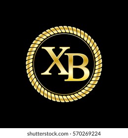 initials x and b logo luxurious golden letters with gold rope