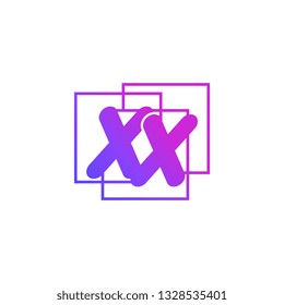 The initials X and X colored gradient combination of blue and pink. XX vector design logo