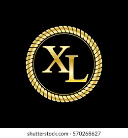 initials x and l logo luxurious golden letters with gold rope