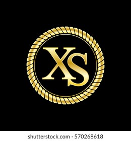 initials x and s logo luxurious golden letters with gold rope