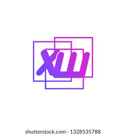 The initials X and W colored gradient combination of blue and pink. XW vector design logo
