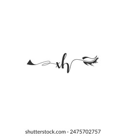 Initials XH calligraphy lettering beauty symbol