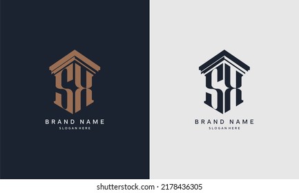 initials XH logo with pillar element. Best for law firm company, legal, lawyer vector monogram design.