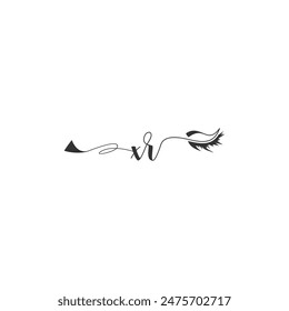 Initials XR calligraphy lettering beauty symbol