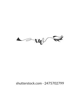 Initials XW calligraphy lettering beauty symbol