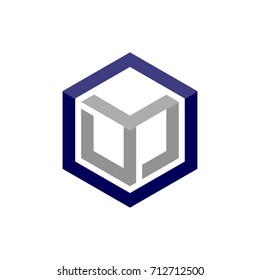 the initials Y box hexagon logo template