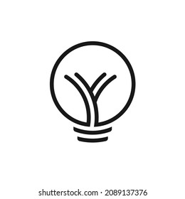 Initials Y Light bulb and Tree Trunk Logo Design Inspiration