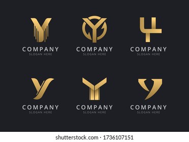 Initials Y logo template with a golden style color for the company