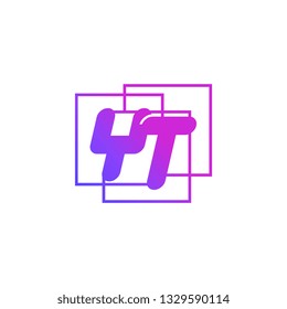 The initials Y and T colored gradient combination of blue and pink. YT vector design logo